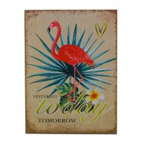 Quadro Decorativo Yesterday ... Flamingo Vermelho MDF