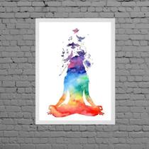 Quadro Decorativo Yoga Aquarela 33x24cm