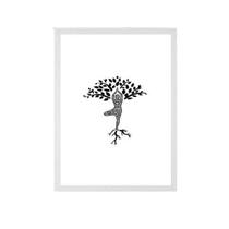 Quadro Decorativo Yoga Árvore 24X18 Com Vidro Madeira Preta