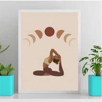 Quadro Decorativo Yoga Boho 33X24Cm Vidro Branca