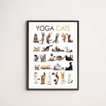 Quadro Decorativo Yoga Cats 24x18cm - com vidro