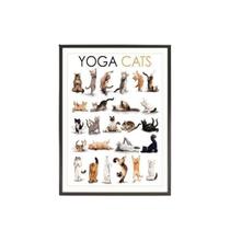 Quadro Decorativo Yoga Cats 45X34Cm - Madeira Branca