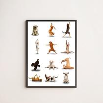 Quadro Decorativo Yoga Dogs 33x24cm - com vidro