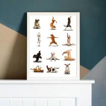Quadro Decorativo Yoga Dogs 45X34 Com Vidro - Madeira Preta