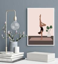 Quadro Decorativo Yoga- Mulher E Plantas 45X34Cm - Com Vidro