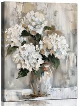 Quadro Decorativo YRYWAWA Hortênsia Branca em Tela 30 x 38 cm Quadro Decorativo YRYWAWA Hortênsia Branca em Tela 30 x 38 cm