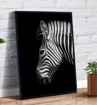 Quadro Decorativo Zebra Animais Fundo Preto Tumblr