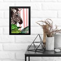 Quadro Decorativo Zebra Com Listra Rosa 33x24cm Quadro Decorativo Zebra Com Listra Rosa 33x24cm