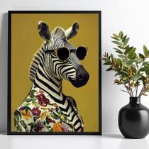 Quadro Decorativo Zebra Fashion De Óculos 45x34cm - com vidro Quadro Decorativo Zebra Fashion De Óculos 45x34cm - com vidro