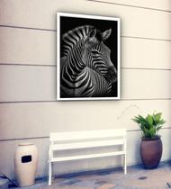 Quadro Decorativo Zebra Foto P&B - 70x50cm