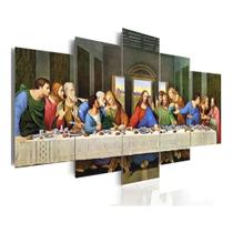 Quadro decorativos parede Mosaico 5 Peças Santa Ceia Jesus Apostolos Hd