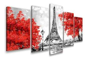 Quadro Decorativos Sala Quarto Paris Torre Eiffel Vermelho