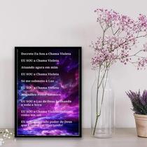 Quadro Decreto Eu Sou A Chama Violeta 33X24Cm Vidro Branca