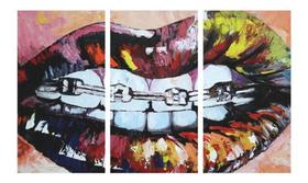 Quadro Dentes Abstrato Para Consultórios Mosaico 3 Peças Quadro Dentes Abstrato Para Consultórios Mosaico 3 Peças