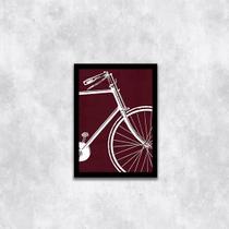 Quadro Desenho Bicicleta Fundo Vinho 24x18cm - com vidro