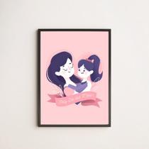 Quadro Desenho Feliz Dia Das Mães 33x24cm - com vidro