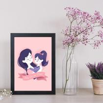 Quadro Desenho Feliz Dia Das Mães Moldura Preta 24X18Cm