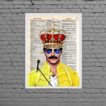 Quadro Desenho Freddie Mercury Queen 24x18cm - com vidro - Quadros On-line