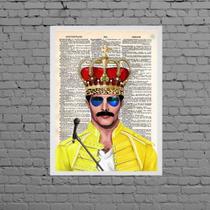 Quadro Desenho Freddie Mercury Queen 24x18cm - com vidro Quadro Desenho Freddie Mercury Queen 24x18cm - com vidro