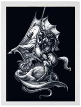 Quadro Desenho São Jorge Preto E Branco 33X24 C/Vidro Branca Quadro Desenho São Jorge Preto E Branco 33X24 C/Vidro Branca