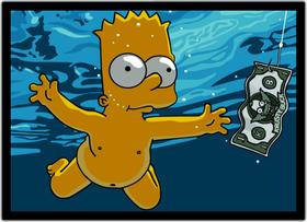 Quadro Desenho Simpsons Bart Nirvana Nevermind Com Moldura - Vital Quadros Do Brasil