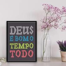 Quadro Deus É Bom O Tempo Todo Colorido 24X18Cm Vidro Preta