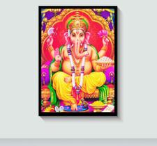 Quadro deus Ganesha em Alta Definição Religião Hindu Hinduísmo com Moldura E Acetato Tamanho A3