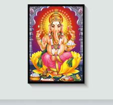 Quadro deus Ganesha em Alta Definição Religião Hindu Hinduísmo com Moldura E Acetato Tamanho A3