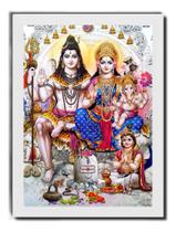 Quadro Deus Shiva Família Índia Hinduísmo Moldura Branca