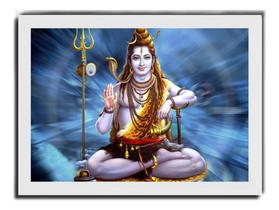 Quadro Deus Shiva Índia Hinduísmo Moldura Branca Decoração