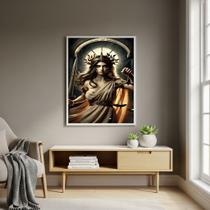 Quadro Deusa Grega Têmis - Símbolo de Justiça - 70x50cm Cor:Moldura Preta Quadro Deusa Grega Têmis - Símbolo de Justiça - 70x50cm Cor:Moldura Preta