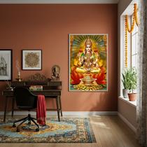 Quadro Deusa Hindu Lakshmi Divindade da Riqueza - 70x50cm Quadro Deusa Hindu Lakshmi Divindade da Riqueza - 70x50cm
