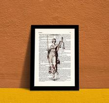 Quadro Deusa Justiça Vintage 45x34cm Moldura Branca