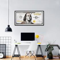 Quadro Dinheiro Nota Dólar 86x43 Caixa Preto