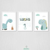 Quadro Dinossauro Personalizado com Nome - Decoração Infantil