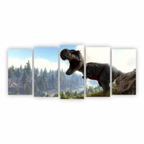 Quadro Dinossauro T Rex Decorativo Paisagem em Tela Canvas