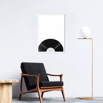 Quadro Disco de Vinil 100x70 Caixa Branco Moldura Caixa, Branca