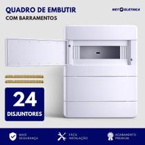 Quadro Distribuição para Embutir 24 Disjuntores Din com Barramento Neutro/Terra - Force Line Quadro Distribuição para Embutir 24 Disjuntores Din com Barramento Neutro/Terra - Force Line