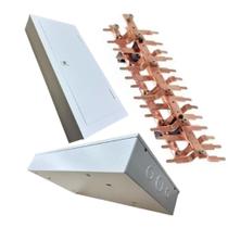 Quadro Distribuição Sobrepor + Barramento Bifásico 100a de Aço Marca Opção Quadro Distribuição Sobrepor + Barramento Bifásico 100a de Aço Marca Opção