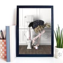 Quadro Divertido Banheiro - Avestruz 45X34Cm - Com Vidro Quadro Divertido Banheiro - Avestruz 45X34Cm - Com Vidro