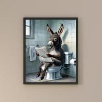 Quadro Divertido Banheiro Burro Lendo Jornal 24X18Cm - Vidro Quadro Divertido Banheiro Burro Lendo Jornal 24X18Cm - Vidro