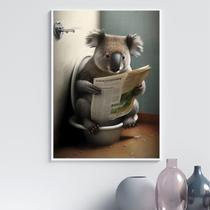 Quadro Divertido Banheiro - Coala 45X34Cm - Com Vidro