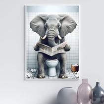 Quadro Divertido Banheiro - Elefante 33x24cm - com vidro Quadro Divertido Banheiro - Elefante 33x24cm - com vidro
