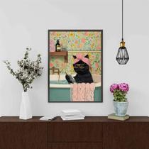 Quadro Divertido Banheiro - Gatinha 45X34Cm Quadro Divertido Banheiro - Gatinha 45X34Cm