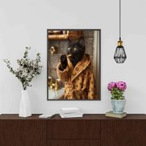 Quadro Divertido Banheiro Gato Rico 24x18cm Quadro Divertido Banheiro Gato Rico 24x18cm