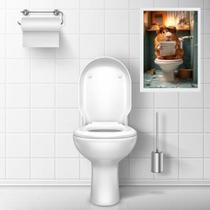 Quadro Divertido Banheiro Hamster Lendo Jornal 45x34cm - com vidro