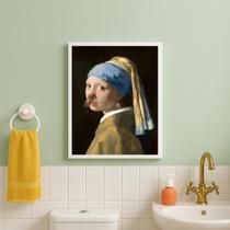 Quadro Divertido Banheiro Menina Brinco Pérola 24X18Cm-Vidro