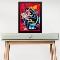 Quadro Divertido Banheiro Pop Arte - Macaco 45x34cm - com vidro