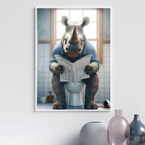 Quadro Divertido Banheiro - Rinoceronte 24X18Cm - Com Vidro Quadro Divertido Banheiro - Rinoceronte 24X18Cm - Com Vidro