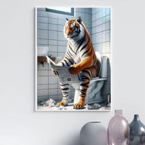 Quadro Divertido Banheiro - Tigre 45x34cm Quadro Divertido Banheiro - Tigre 45x34cm